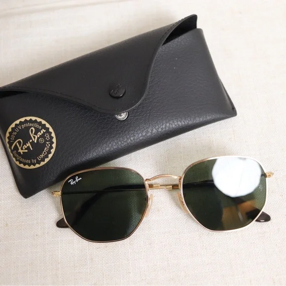 Ray-Ban Hexagonal Gold Frame Sunglasses - Picture 7 of 8